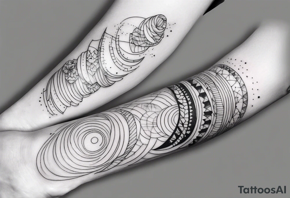 thin tattoo that circles around the arm and forearm tattoo idea