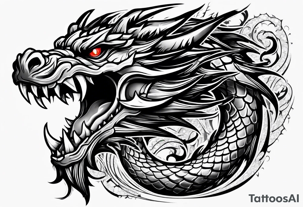 Full image of a angry dragon tattoo idea