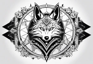 Renard sur un fond boussole. Il faut une clé ( style keyblade dans kingdom hearts. Tatouage sur l'avant bras tattoo idea