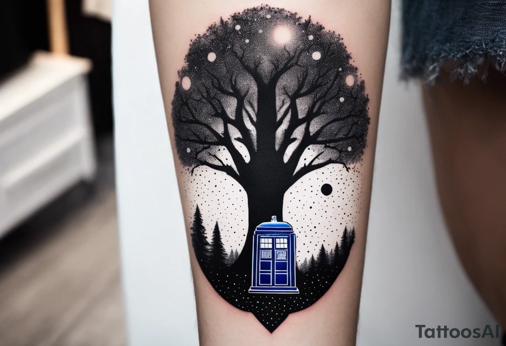 Tree with Star wars and a tardis tattoo idea