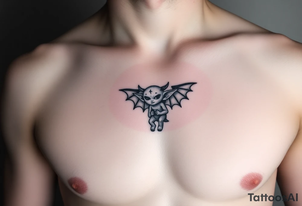 Tiny goblin with wings tattoo idea