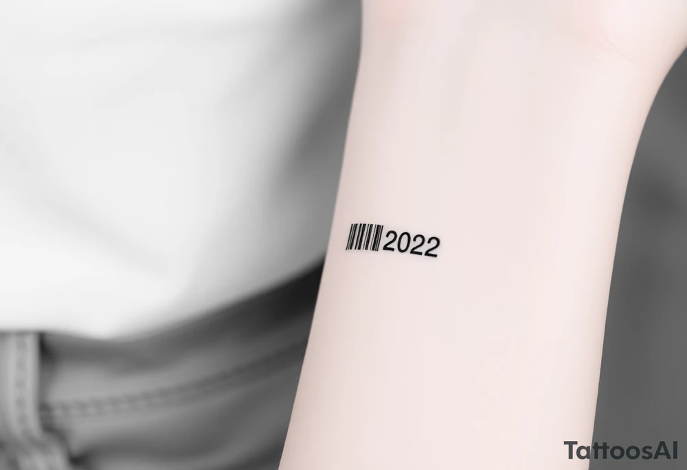 A sleek, minimalist barcode with the couple’s wedding date hidden in the numbers, symbolizing a love marked in time tattoo idea