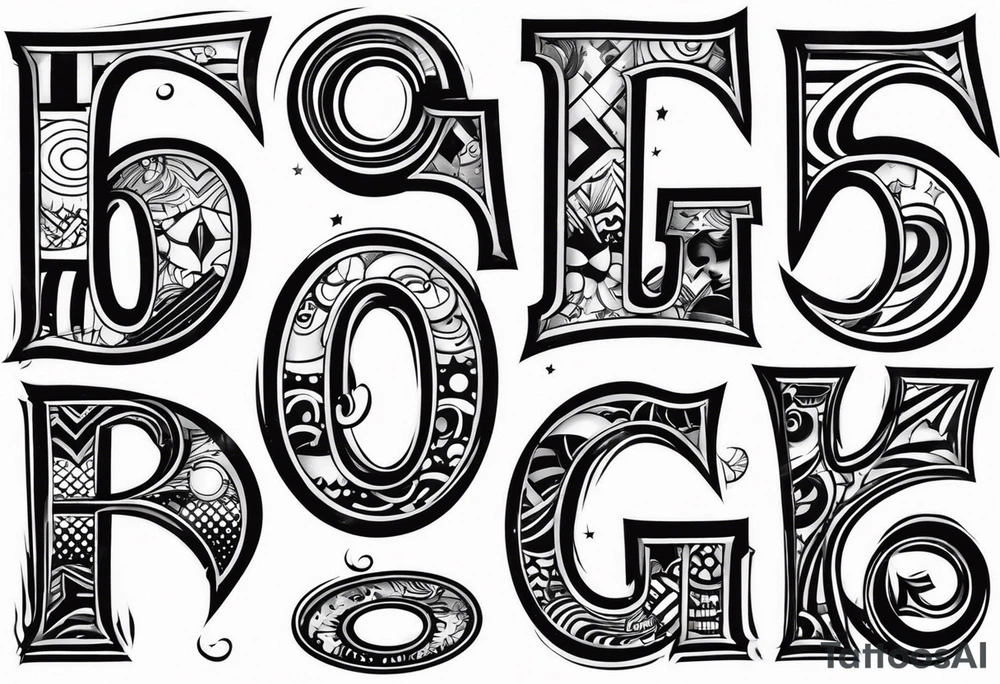 the letters O T G with a cool font tattoo idea