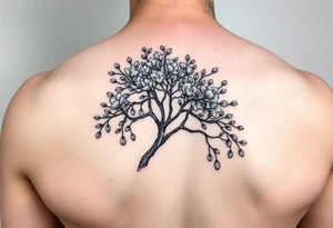 jacaranda tree with long branches  with lace drop embellishment feminine tattoo idea