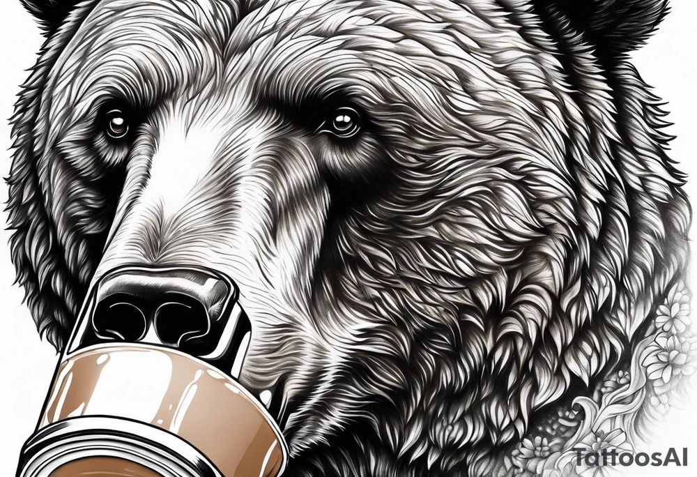 A bear drinking chocolate milk tattoo idea