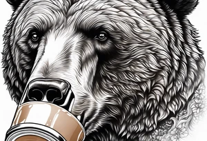 A bear drinking chocolate milk tattoo idea