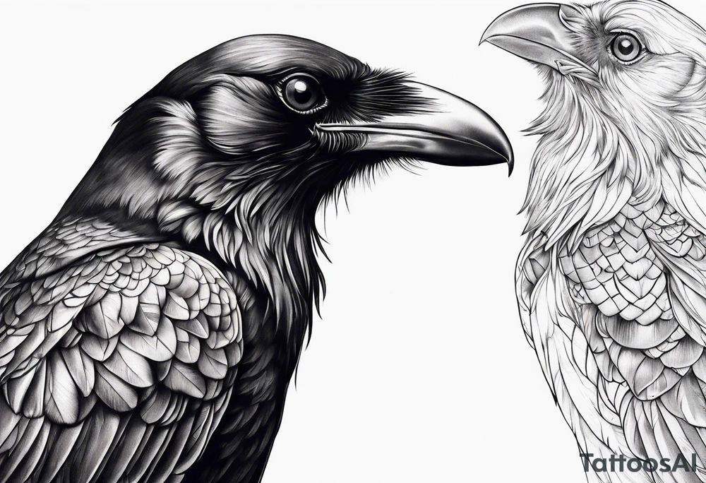 crow looking back twisted neck tattoo idea