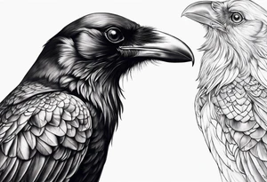 crow looking back twisted neck tattoo idea