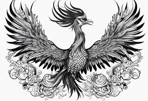 asian phoenix with a long neck, graceful and elegant tattoo idea