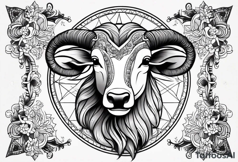 Dainty constellation aries line work tattoo idea