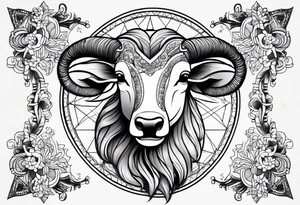 Dainty constellation aries line work tattoo idea