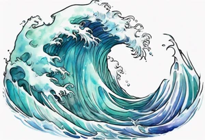 a crashing wave that turns into a young beautiful Ursula tattoo idea