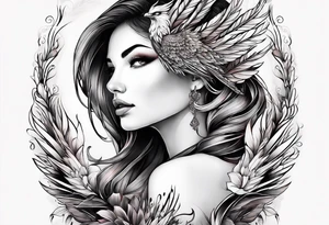 femme nu avec un tatou de phoenix tattoo idea