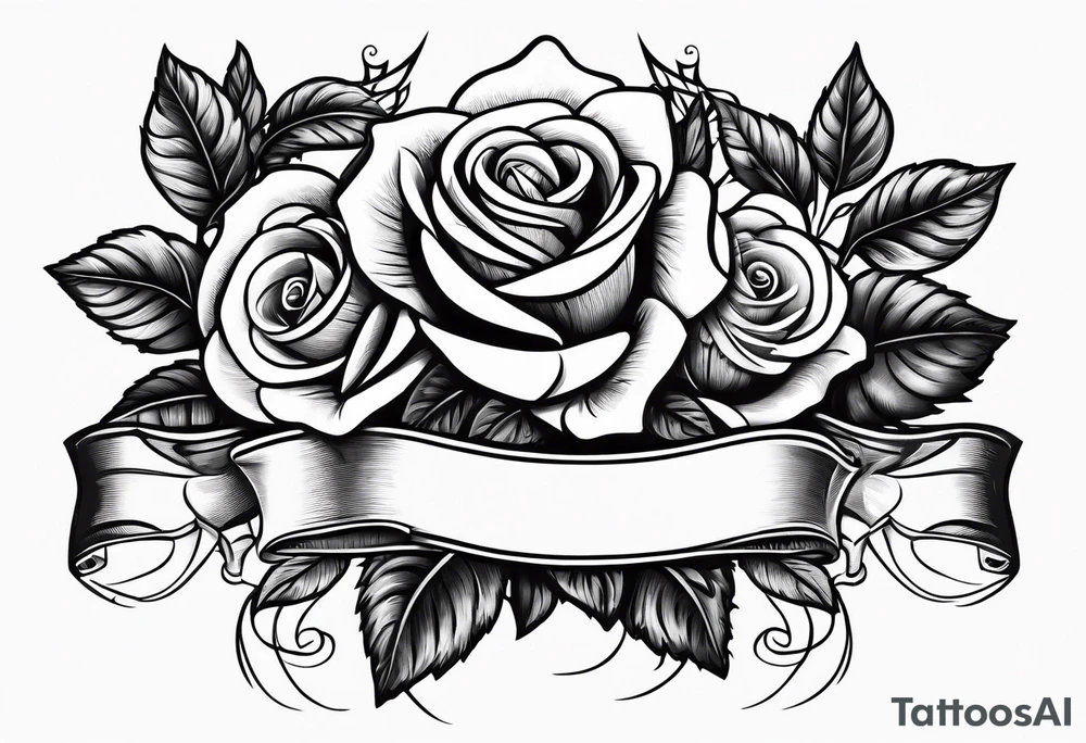 Four roses with a banner tattoo idea