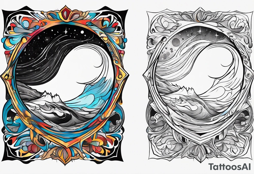 Black hole swallowing earth as it stretches and becomes deformed tattoo idea