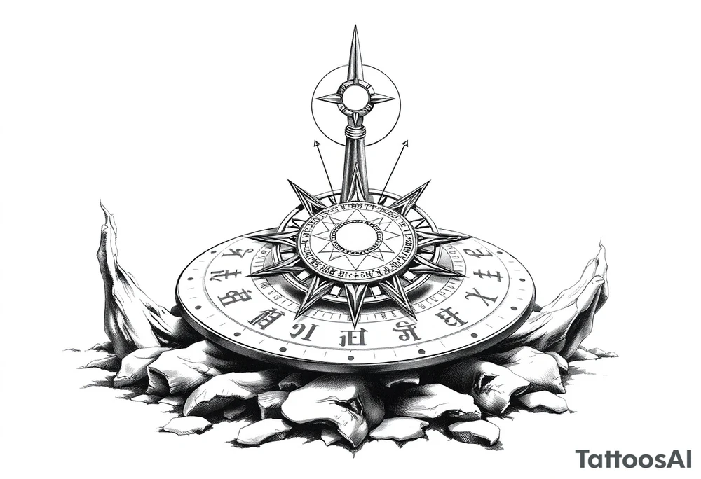 Alien sundial on the ground tattoo idea