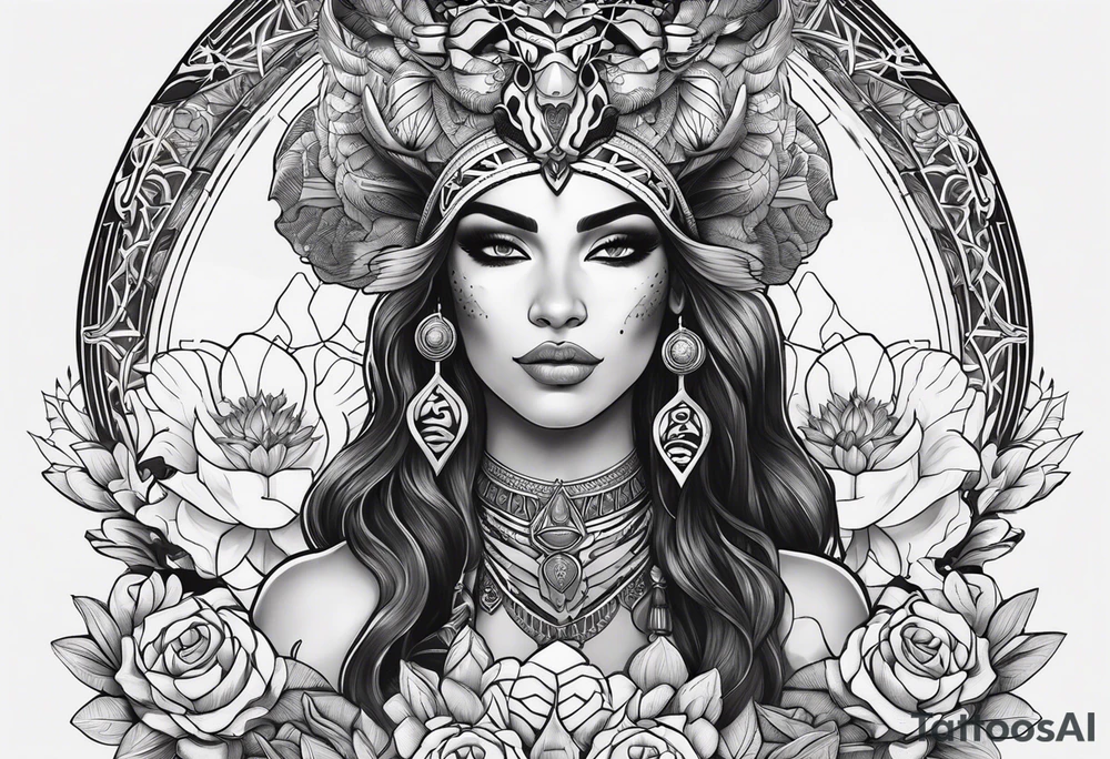kali ma, alien goddess, valkrye, aries, pirate, divine feminine, zenza resonance, pachamama, lotus azul, blank panther, eagle, skull, 5D, nueva gaya, dna 12 tattoo idea