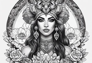 kali ma, alien goddess, valkrye, aries, pirate, divine feminine, zenza resonance, pachamama, lotus azul, blank panther, eagle, skull, 5D, nueva gaya, dna 12 tattoo idea