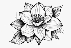 Black line work, delicate, narcissus flower with stem, add cursive uppercase I, finger tattoo tattoo idea