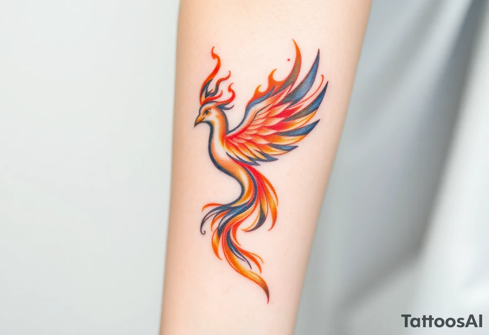 Phoenix with blazing flames tattoo idea