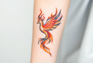 Phoenix with blazing flames tattoo idea
