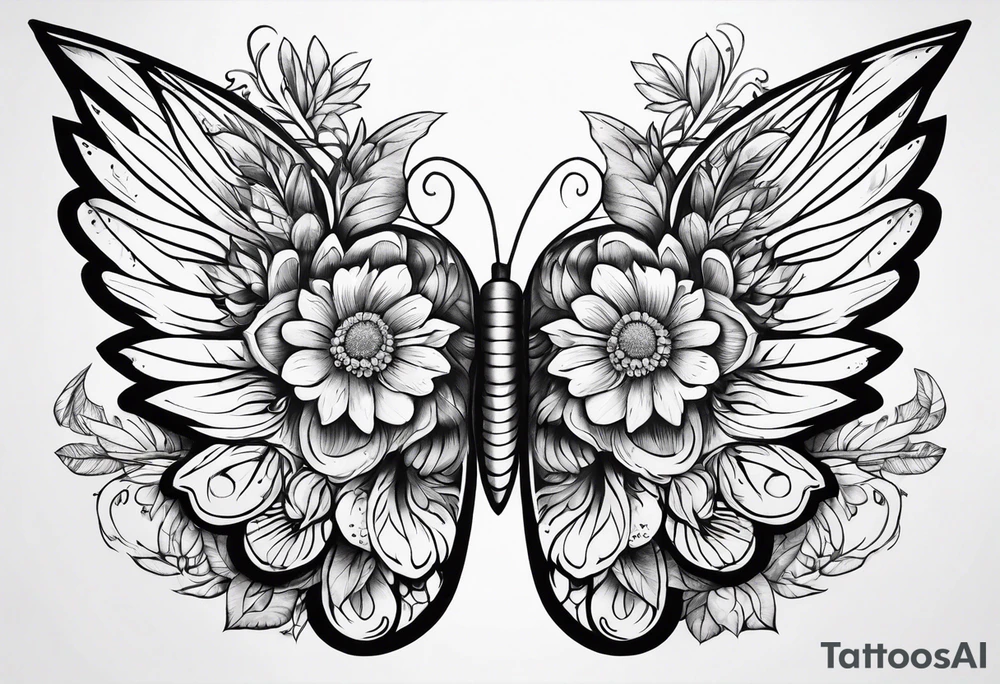 wing, flower, tattoo idea