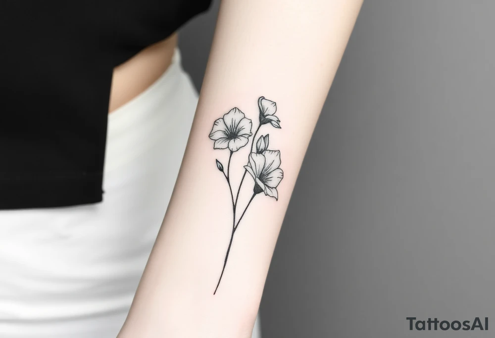 Fine line black and white tattoo of snapdragon flowers tattoo idea