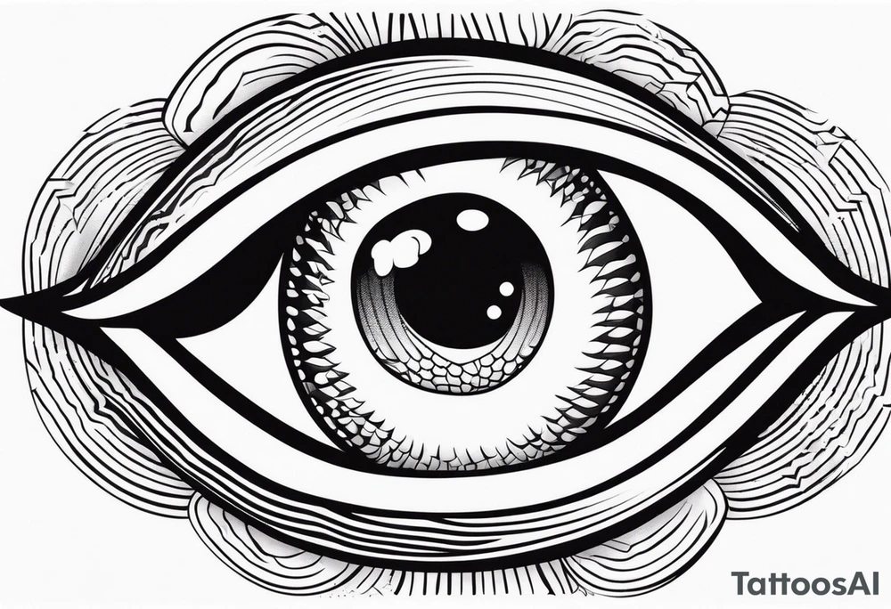 100 eyes with big eye lashes in geometric form in a oval tattoo idea
