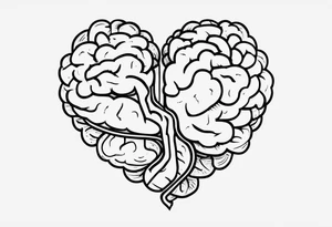 Brain, heart sign, love, heart break makes you strong, worth it, pain makes you stronger, strength with small aspects of plane, travel, passion, growth inside tattoo idea