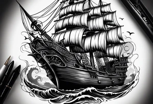 very dark pirates of the Caribbean the black pearl tattoo idea