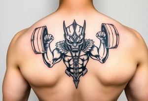 Sauron lifting weights tattoo idea