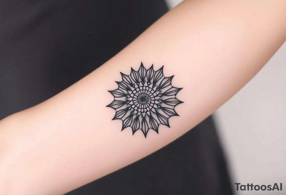 Fibonacci sun spiral shell tattoo idea
