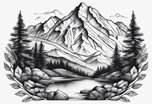 Mountains, animals, concept tattoo idea