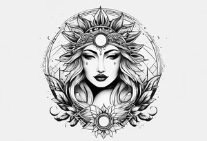 minimalista, sol y luna tattoo idea