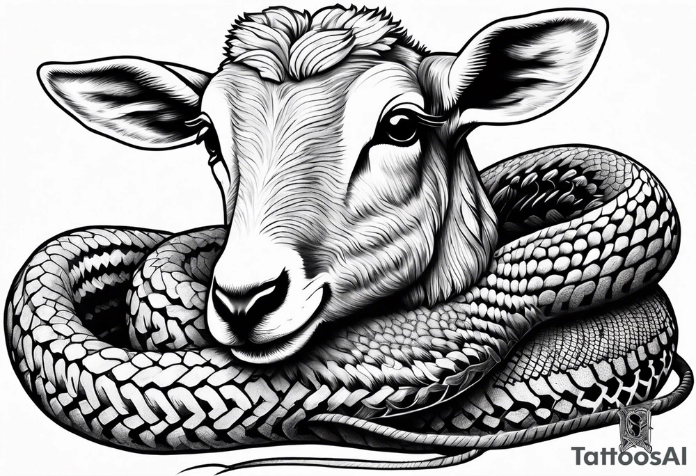 Tattoo of lamb eating a snake tattoo idea