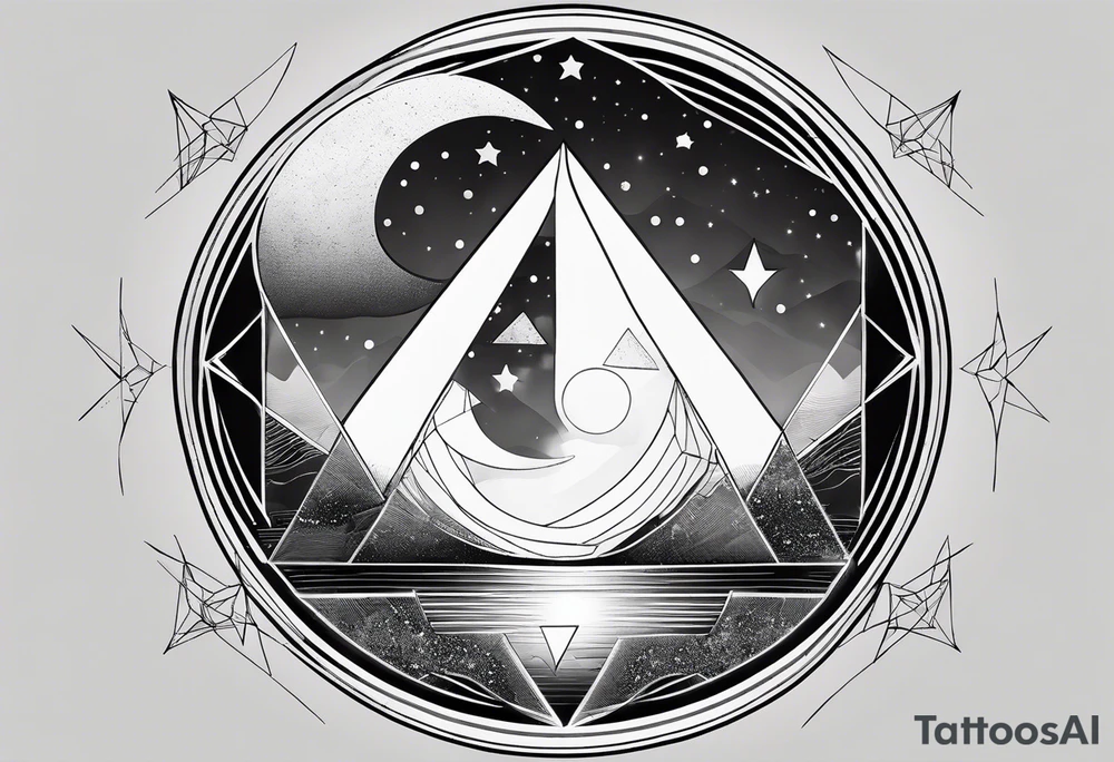 geometric simple moon with triangles inside a circle tattoo idea geometric simple moon with triangles inside a circle tattoo idea