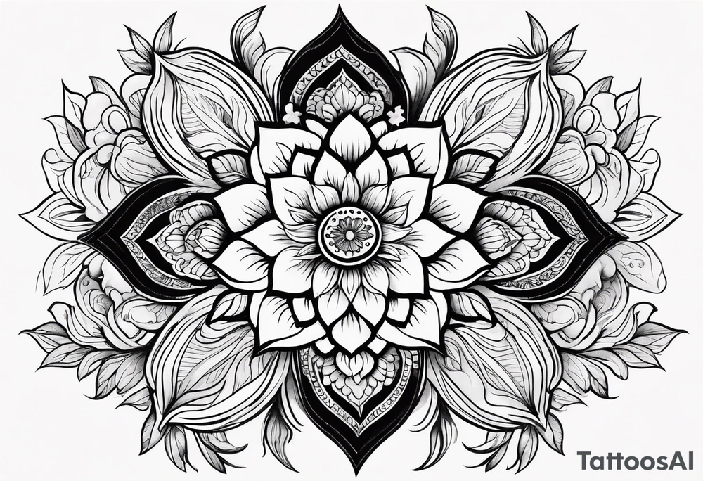 Hippy Buddhist feminine floral tattoo idea