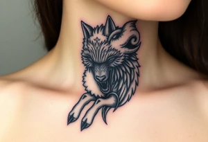 A  wolf snarling as a sheep  mystical creature tattoo idea