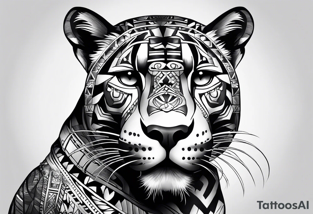 aztec black jaguar sitting tattoo idea