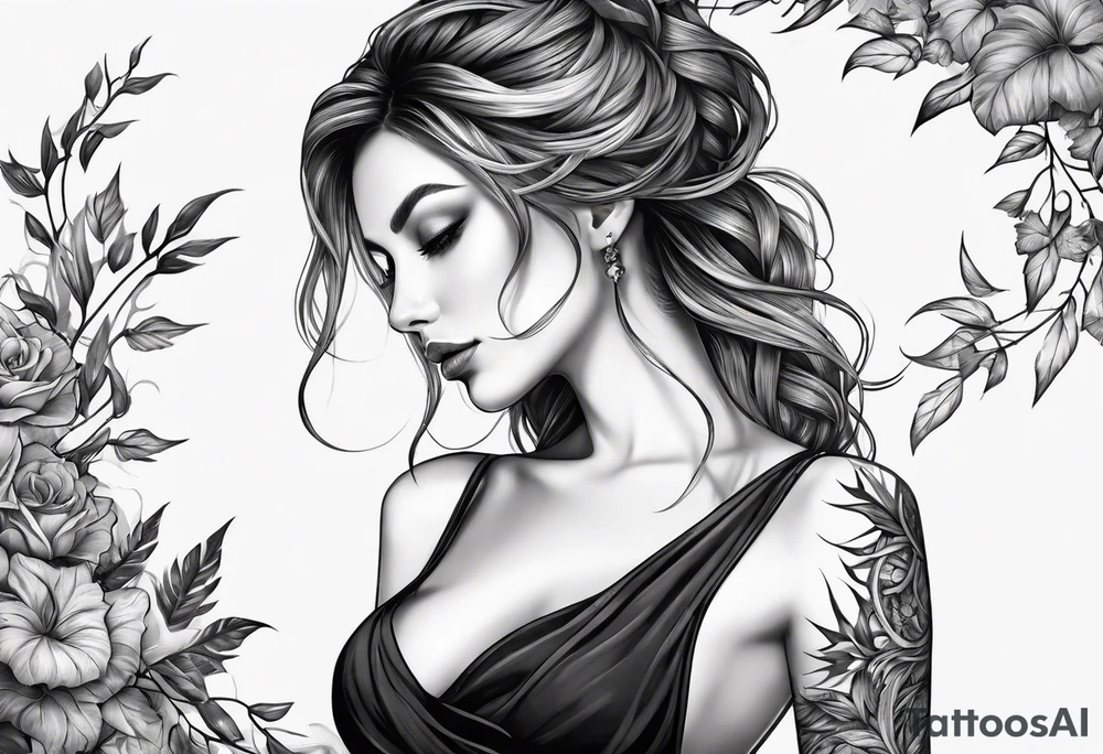A long skinny blade down my spine with leafy vines wrapped around the blade tattoo idea