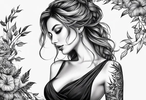 A long skinny blade down my spine with leafy vines wrapped around the blade tattoo idea