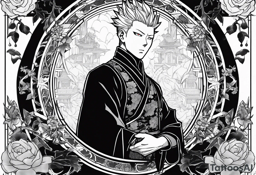 Toji zenin from jujutsu kaisen as a tarot card tattoo idea