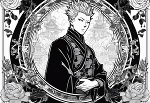Toji zenin from jujutsu kaisen as a tarot card tattoo idea