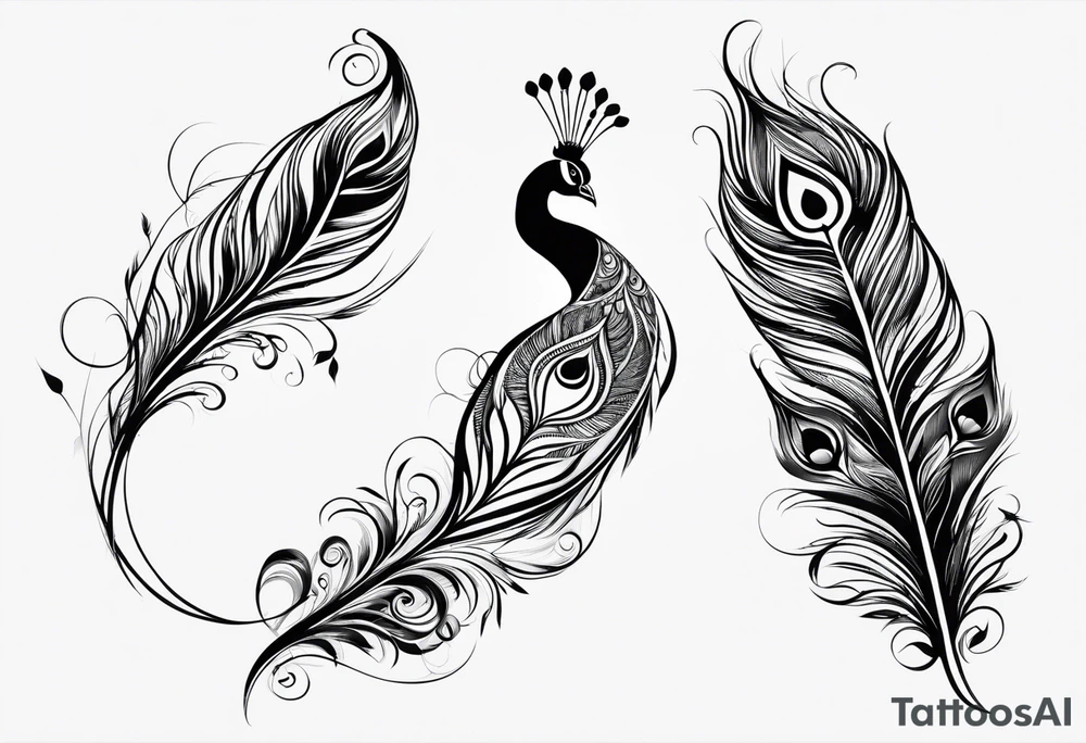 pen arrow peacock feather tattoo idea