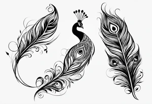 pen arrow peacock feather tattoo idea