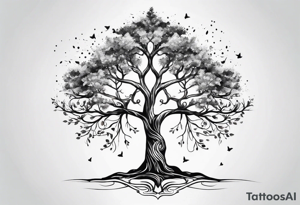minimalistic Yggdrasil tree tattoo idea