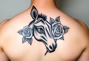 donkey, eyeball, rose tattoo idea