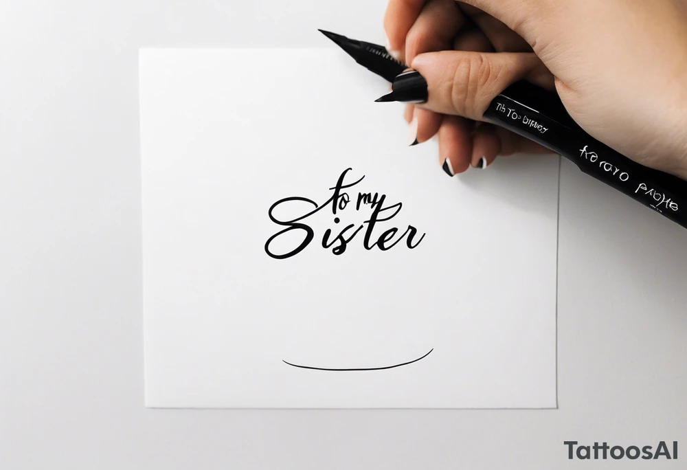 The handwritten words "to my favorite sister" written in a simple way. delicate tattoo. add a simple tattoo accent to it tattoo idea