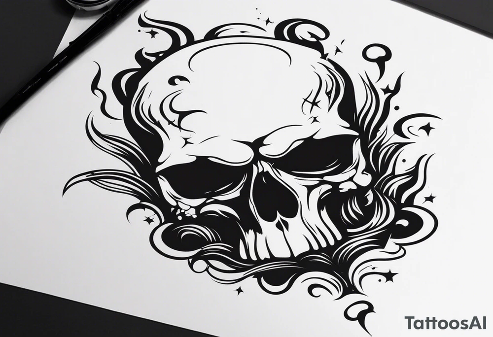 skull with smoke coming from the bottom tattoo idea