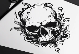skull with smoke coming from the bottom tattoo idea